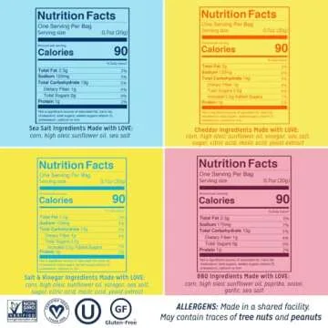 LOVE CORN Family Favorite - Sea Salt, BBQ, Salt & Vinegar, Cheddar 0.7oz x 20 - Delicious Crunchy Co...