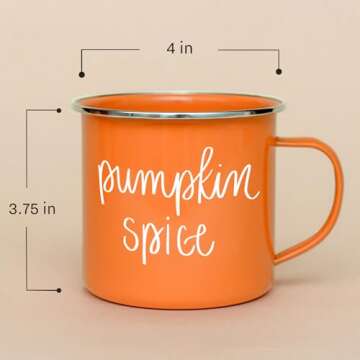 Sweet Water Decor Hello Pumpkin Coffee Mug | 18oz Galvanized Steel Campfire Style Coffee Cup | Fall Mug, Fall Seasonal Decor, Pumpkin Coffee Cup