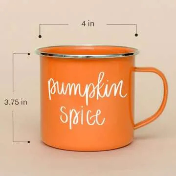 Sweet Water Decor Hello Pumpkin Coffee Mug | 18oz Galvanized Steel Campfire Style Coffee Cup | Fall Mug, Fall Seasonal Decor, Pumpkin Coffee Cup