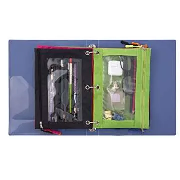 DoDoMagxanadu Binder Pencil Pouch with Zipper Pulls, Pencil Case with Rivet Enforced 3 Ring, 10 Pack 5 Colors