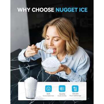EUHOMY Smart Nugget Ice Maker Portable Sonic Ice Maker with APP Control, 40lbs/24H, Self-Cleaning, P...