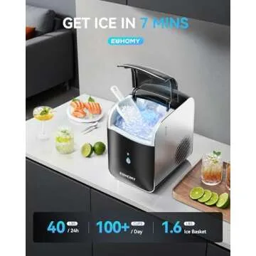 EUHOMY Nugget Ice Maker with Smart Control for 40 lbs Daily
