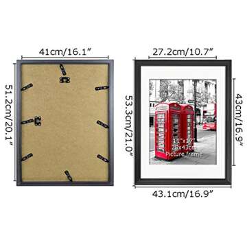 Giftgarden Black 16x20 Picture Frames, Matted to Display 11x17 Picture with Mat or 16 x 20 Artwork without Mat, Set of 4