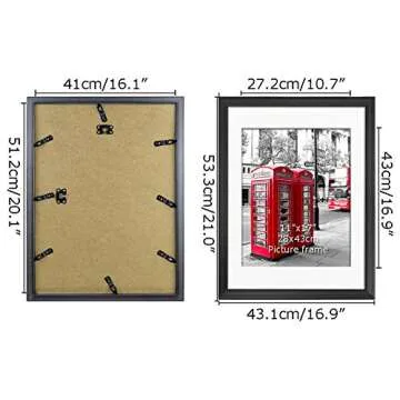 Giftgarden Black 16x20 Picture Frames, Matted to Display 11x17 Picture with Mat or 16 x 20 Artwork without Mat, Set of 4