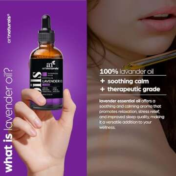 artnaturals 100% Pure Lavender Essential Oil - (4.0 Fl Oz / 118ml) - Premium Undiluted Therapeutic G...