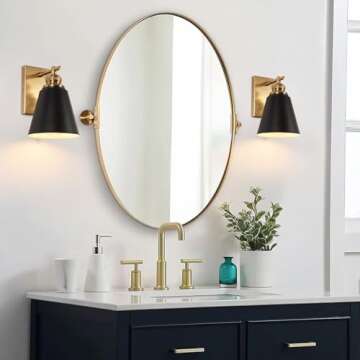 Pasentel Bathroom Vanity Light Set of 2, Black and Gold Wall Fixtures