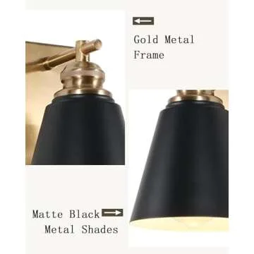 Pasentel Black and Gold Vanity Light Set of 2