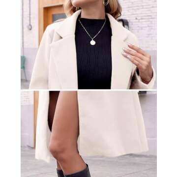 Hooever Women's Winter Wool Coat Casual Notch Lapel Single-Breasted Peacoat(beige-S01)