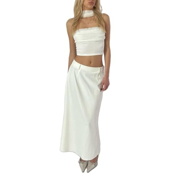 Women Satin 2 Piece Skirt Set Y2K Stylish Summer Outfit