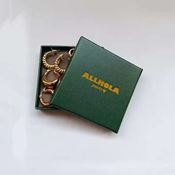 ALLHOLA 6 Pairs Gold Hoop Earrings for Women, 14K Gold Plated Lightweight Chunky Hoop Earrings Set Hypoallergenic, Thick Open Huggie Hoops Earrings Jewelry for Gifts. (02-Gold hoops)