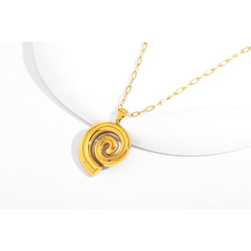 Gold Chunky Spiral Pendant Necklace for Summer Style