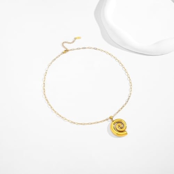 Gold Chunky Spiral Pendant Necklace for Summer Style