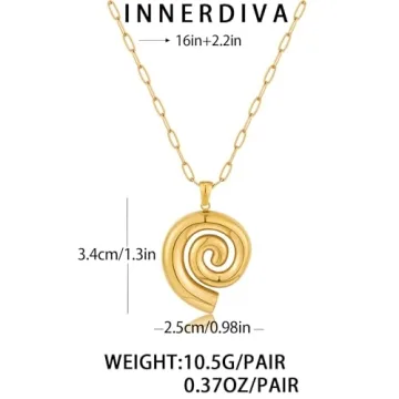 Gold Chunky Spiral Pendant Necklace for Summer Style