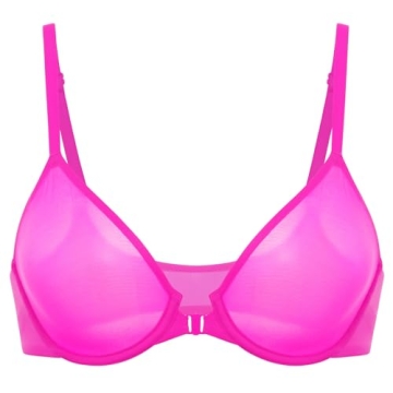 INLYRIC Women's Mesh Front Closure Bras: Comfort Meets Style in Bright Pink