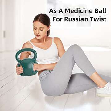 10 lb Kettlebell Weight with Three-handles for Russian Twists AB Exercise, Weightlifting and Core Training All-Purpose Fitness Exercise Home Gym [2022 Latest-Green]
