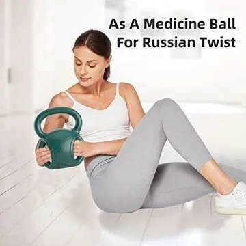 10 lb Kettlebell Weight with Three-handles for Russian Twists AB Exercise, Weightlifting and Core Training All-Purpose Fitness Exercise Home Gym [2022 Latest-Green]