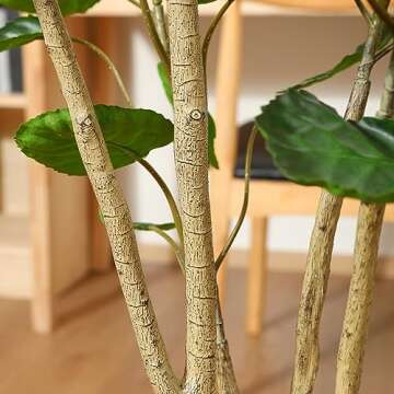 Kazeila 2 Pack Artificial Aralia Balfour Tree,Fake Greenery Plant,Come with Woven Seagrass Belly Basket,Indoor Modern Decoration,6 Feet