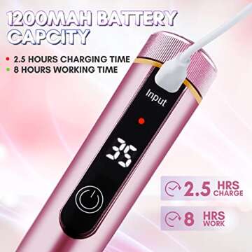 Makartt Cordless Nail Drill 35000RPM Rechargeable Electric Nail File ELLSEE Portable E Filer, Professional Manicure Kit for Acrylic Nails Gel Polish Remover 6pcs Nail Drill Bits Nail Tech Home DIY