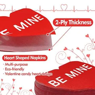 180 Pieces Valentine's Day Napkins Heart Shaped Napkins Heart Love Disposable Paper Napkins Dinner Luncheon Napkins Red Heart Beverage Napkins for Classroom Valentine’s Day Party Supplies