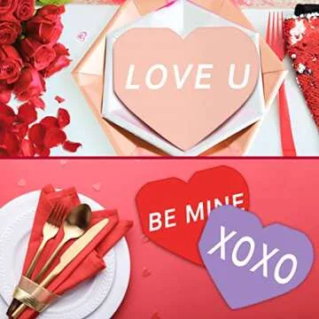 180 Pieces Valentine's Day Napkins Heart Shaped Napkins Heart Love Disposable Paper Napkins Dinner Luncheon Napkins Red Heart Beverage Napkins for Classroom Valentine’s Day Party Supplies