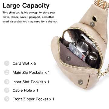 Telena Sling Bag for Women Vegan Leather Small Fanny Pack Crossbody Bags Chest Bag for Women Cinnamon Brown