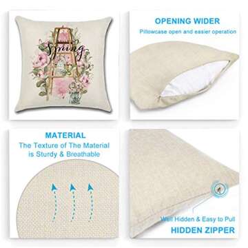 QICI Spring Decorations Pillow Covers - 4 Pcs Floral Design