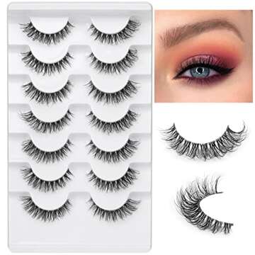 JIMIRE Demi-wispies Faux Mink Eyelashes with Clear Band Russian Strip Lashes Fluffy Natural Look Wis...