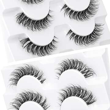 JIMIRE Demi-wispies Faux Mink Eyelashes with Clear Band Russian Strip Lashes Fluffy Natural Look Wispy Light 13MM Short False Eyelashes Invisible Small 3D Fake Lashs Pack 7 Pairs