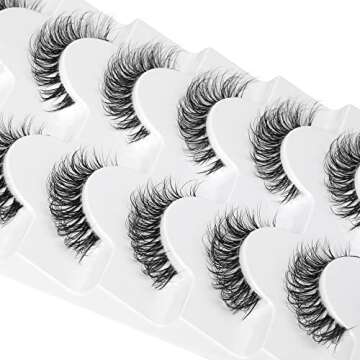 JIMIRE Demi-wispies Faux Mink Eyelashes with Clear Band Russian Strip Lashes Fluffy Natural Look Wispy Light 13MM Short False Eyelashes Invisible Small 3D Fake Lashs Pack 7 Pairs