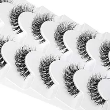 JIMIRE Demi-wispies Faux Mink Eyelashes with Clear Band Russian Strip Lashes Fluffy Natural Look Wispy Light 13MM Short False Eyelashes Invisible Small 3D Fake Lashs Pack 7 Pairs