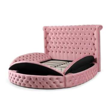 Better Home Products Elizabeth 91 x 101 Velvet Upholstered Queen Bed in Pink