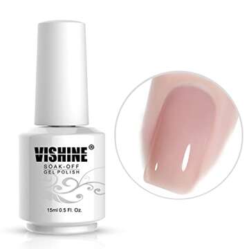 Vishine Gel Nail Polish, Transparent Neutral Pink Nude Color Gel Polish Nail Art Manicure Salon DIY at Home 0.5 fl oz #4606