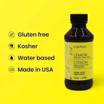 Lorann Oils Lemon Bakery Emulsion: Tangy Lemon Essence, Perfect for Amplifying Citrus Tones in Cakes, Cookies & Desserts, Gluten-Free, Keto-Friendly, Lemon Extract Alternative Essential for Your Kitchen