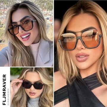 Stylish FLJMRAVER Aviator Sunglasses for Men & Women