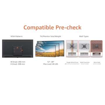 Amazon Basics Tilt TV Wall Mount for 12-40 inch TVs