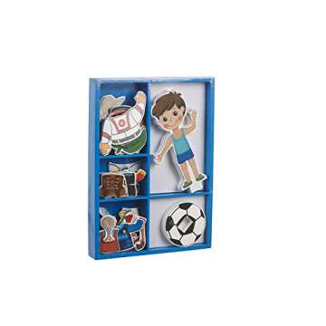 Toysters Magnetic Wooden Dress-Up Boy Doll Toy | Pretend Play Set Includes: 1 Wood Doll with 30 Assorted Costume Dress Ideas | Not Your Average Paper Doll | Great Gift Idea for Little Boys 3+ (PZ650)