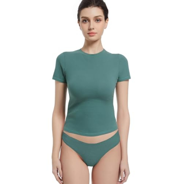 Stylish Abonlen Crewneck T-Shirt for Women in Teal Green