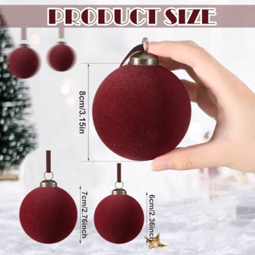 Foilswirl 18 Pcs Velvet Christmas Balls Set - Wine Red