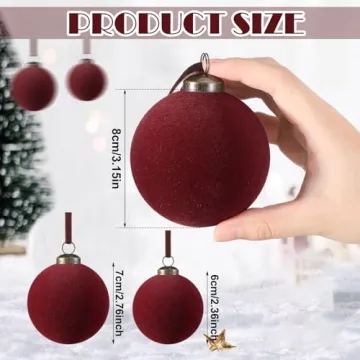 Foilswirl 18 Pcs Velvet Christmas Balls Set - Wine Red