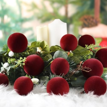 Foilswirl 18 Pcs Velvet Christmas Balls Set - Wine Red