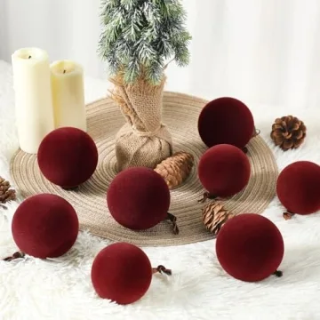 Foilswirl 18 Pcs Velvet Christmas Balls Set - Wine Red