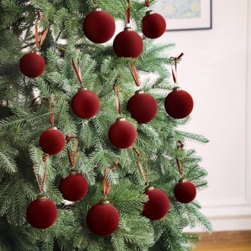 Foilswirl 18 Pcs Velvet Christmas Balls Set - Wine Red
