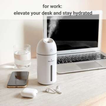 Hey Dewy Wireless, Rechargeable, Self-Care, Skin-Nourishing, Hydrating, Portable Cool Mist Humidifier (Blush)
