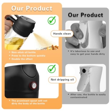 2 in 1 Glass Oil Sprayer & Dispenser, 2024 New 2-in-1 Glass Oil Sprayer and Dispenser for Kitchen Cooking, 470ml Glass Oil Dispenser Spray Bottle for Home