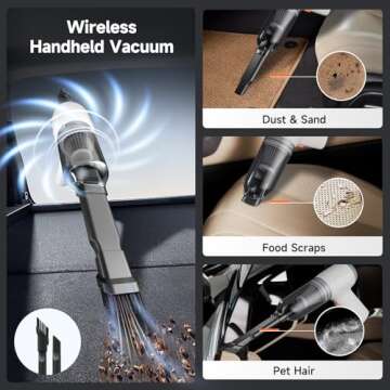 pordsioc Mini Handheld Vacuum Cordless, Car Vacuum Cleaner Portable Rechargeable 3 in 1 Dust Buster & Air Blower & Hand Pump, 8000PA Hand Vacuum High Power for Keyboard, Inflate/Deflate