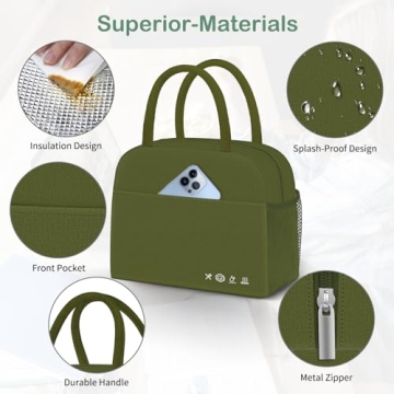 DALINDA Lunch Bag Women,Lunch Box for Women Men Reusable Insulated Lunch Tote Bag High Capacity for Travel Work Picnic