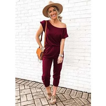 PRETTYGARDEN Jumpsuits for Women 2025 Summer Dressy Off Shoulder Romper Spring Vacation Travel Loung...