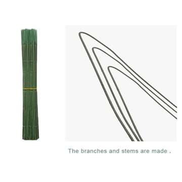 Enajucy 100 pcs Floral Stem Wire - Plastic Artificial Flower Green Stem Rod - Plant Stub Wire Green Florist Wires (10 inch / 25cm)