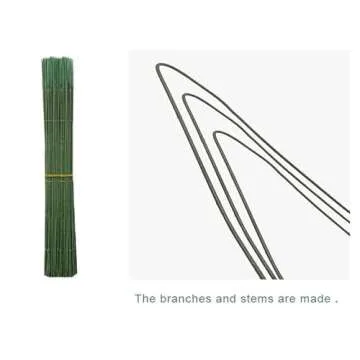 Enajucy 100 pcs Floral Stem Wire - Plastic Artificial Flower Green Stem Rod - Plant Stub Wire Green Florist Wires (10 inch / 25cm)