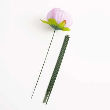 Enajucy 100 pcs Floral Stem Wire - Plastic Artificial Flower Green Stem Rod - Plant Stub Wire Green Florist Wires (10 inch / 25cm)